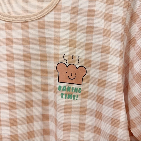 Moi & Du TTASOMKIDS Gingham Brown Checker Toast Pajama PJ Set Size 11/12 NWT - Picture 2 of 6